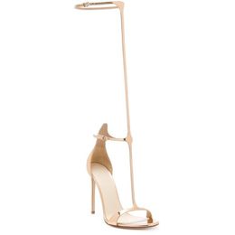STILETTO GRATUITS dames 10cm Expédition 2019 Cuir brevet High Heel Hollow Out Gnee Peep-Toes Sandals Sandals Chaussures Gladiator Taille 34-44 Gold 4218 596 184
