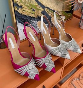 Stiletto Sandales à talon pour femmes en satin résideurs satin concepteurs embellis chaussures habit les talons transparents transparents hauts 4067292