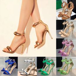 Sandales à talons aiguilles de 8 cm pour femmes, sandales formelles multicolores à talons hauts, marque de luxe d'été, 35 à 42 yards