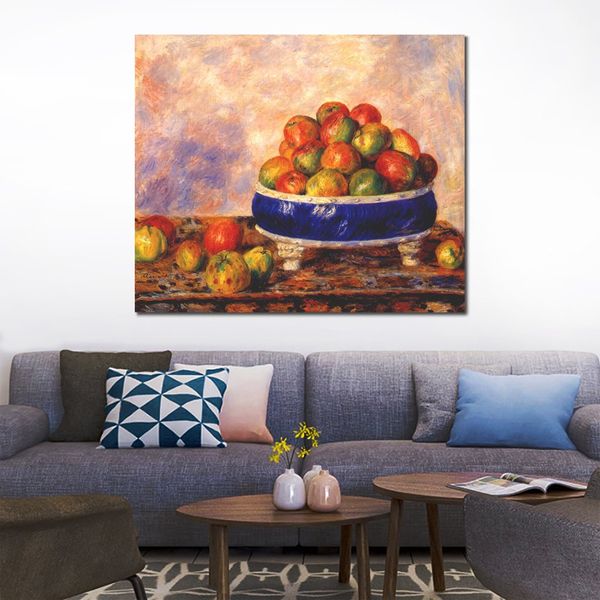 Nature morte Art sur toile pommes dans un plat Pierre Auguste Renoir peintures à la main moderne oeuvre cuisine chambre décor