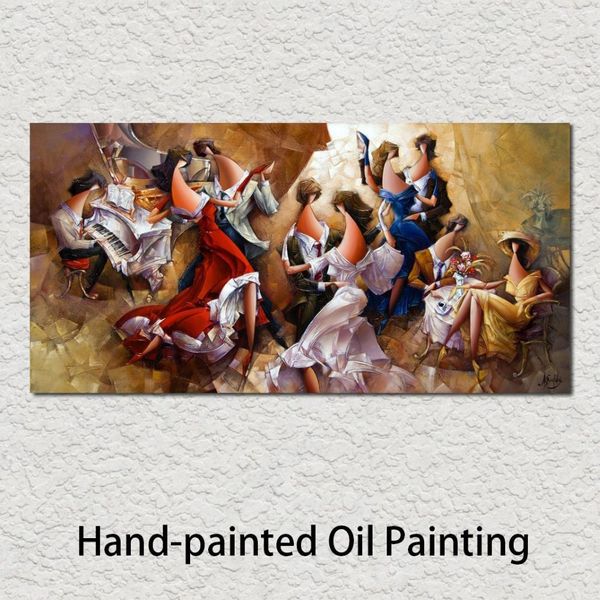 Peintures à l'huile de nature morte, Art abstrait, valse viennoise, image moderne faite à la main sur toile pour décoration murale de salon, 255b