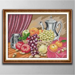 Still Life Series Diy Handmade Cross Stitch Embroidery Tools Needwork Sets geteld Print op canvas DMC 14CT 11CT doek