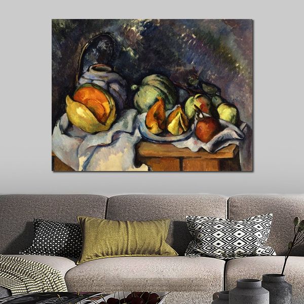 Nature morte avec des fruits et un pot de gingembre 1895 Paul Cezanne peinture à l'huile à la main moderne oeuvre de haute qualité décoration murale