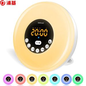 Stillekool wekker wakker Licht Sunrise Sunset Simulatietafel bedlamp Ogen bescherming met FM Radio Nature Sounds292LL