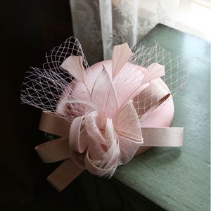 Stikte rand hoed chique hoofdtooier cocktail bruiloft feest kerk hoofddeksel Kentucky hoofddeksel veer haaraccessoires sluier fascinator hoed 230309