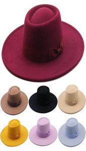 Sombreros de ala tacaña 2021 Fedora Hat Hombres Mujeres Imitación Lana Invierno Fieltro Moda Negro Top Jazz Fedoras Chapeau Sombrero Mujer5324007