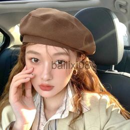 Stingy Brim Hats 2023 Algodón Mujer Boinas Sombreros de invierno Vintage French Plaid Top Gorra militar Pintor Hat Autumn Street Girls Octagonal Beret Caps J230802