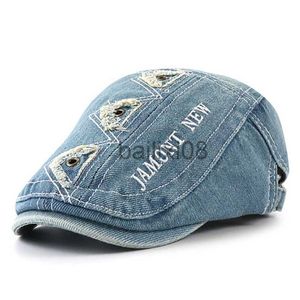 Gierige Rand Hoeden 2023 Hoge Kwaliteit Ouder-kind Denim Krantenjongenspet Jongen Meisje Puur Katoen Zonnehoed Kid Ivy Caps Mannen Vrouwen Kleine Maat Baretten 52-56cm J230802