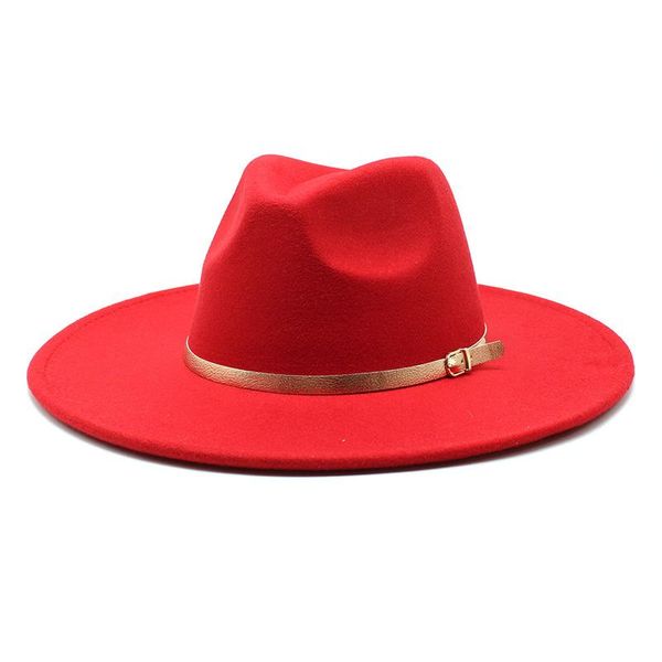 Sombreros de ala tacaños Sombrero de copa de lana de 9,5 cm Cinta de moda Corazón de melocotón Big Jazz 28 colores