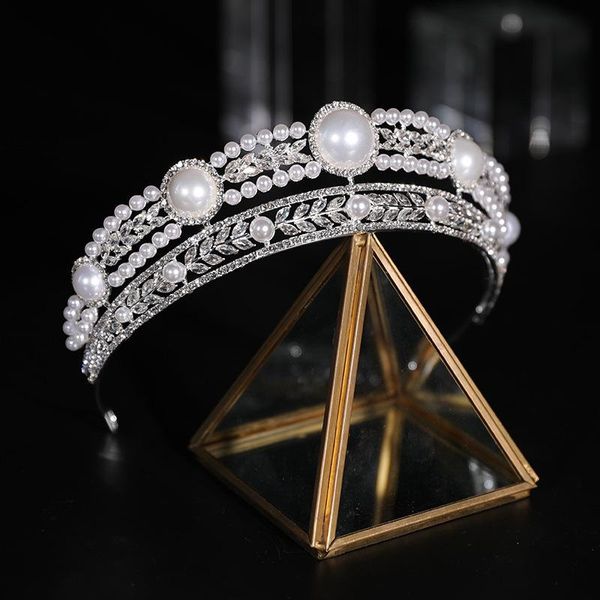 Sombreros de ala tacaña Corona nupcial Perla Diamante Barroco Adorno de boda Vestido Diadema Tocado