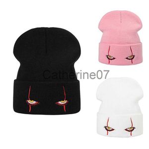 Stingy Brim Hats Cartoon Borduurhoed Elastisch Cartoon Muts Winter Warm Modieus Herfst Gekrulde Rand Dames Heren Gebreide Muts Schedelhoed J230829