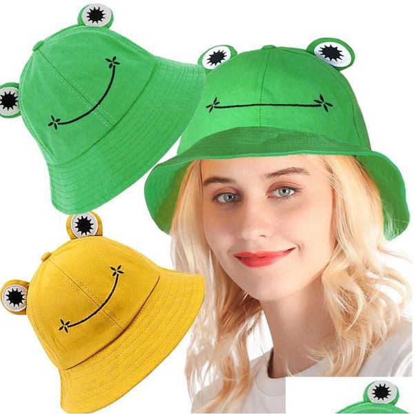 Stingy Brim Chapeaux Enfant-Parents Grenouille Seau Chapeau Pour Femmes Été Automne Plaine Femme Panama Randonnée En Plein Air Plage Pêche Sunsn Femme Dhfq0