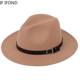 Stingy Brim Hats Classic British Fedora Hombres Mujeres Imitación Lana Invierno Fieltro Moda Jazz Chapeau Venta al por mayor 230325