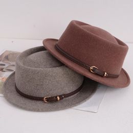 Gierige rand hoeden klassieke wol zacht viltvliegtaart hoed fedora voor vrouwen herfst winter gebogen