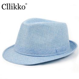 Stikte rand hoeden cllikko zomerhoed voor mannen strand pet zon panama stroming mannelijk trilby mode vizier cap1