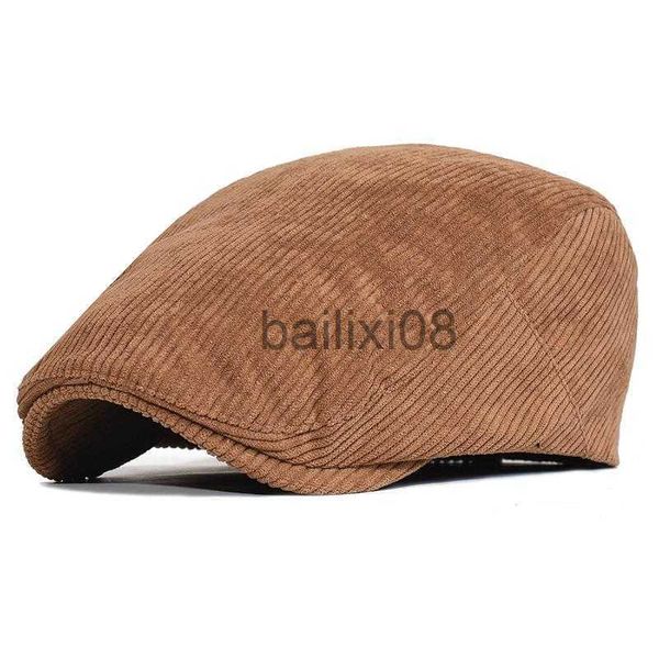 Stingy Brim Chapeaux Drop Shipping 2021 Automne et Hiver Chameau Velours Côtelé Homme Ivy Cap Papa Casual Gavroche Chapeau Femmes Grande Taille Béret 56-60 cm J230802