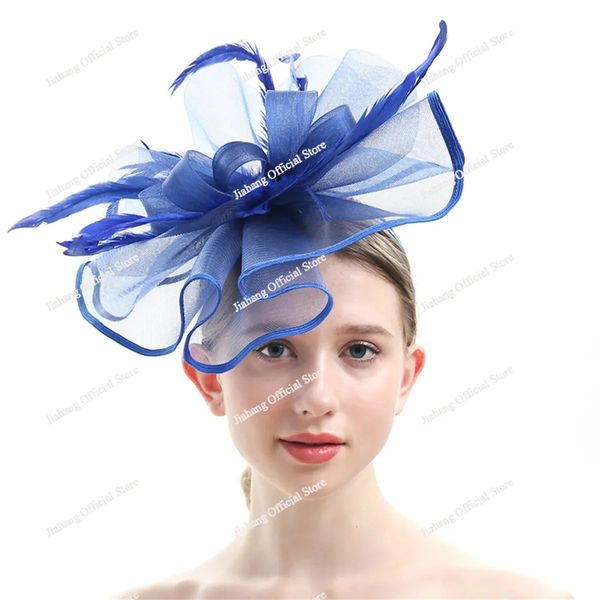 Chapeaux à bord avare fascinateurs élégant exagéré chapeau de fête de thé pinces à cheveux fleur plume maille fil accessoires de cocktail 231207