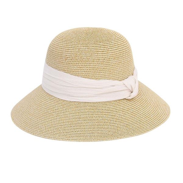 Sombreros de ala tacaña, gorra de moda para mujer, sombrero de verano, cúpula de playa de paja, visera de papel para el sol, gorras de lujo para mujer con cinta, 6 colores