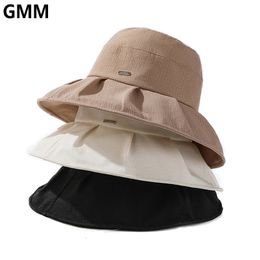 Stingy Brim Chapeaux Mode Wrinkle Large Sun Bucket Hepburn Style Femmes Élégantes Écran D'été Respirant Visor Cap Femme Plage 230325