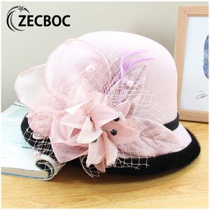 Chapeaux de rascle avare fedora femmes élégant laine vintage en feutre mesdames automne dôme hiver de mariage église jazz top jazz with flearal femelle lanceur 230325