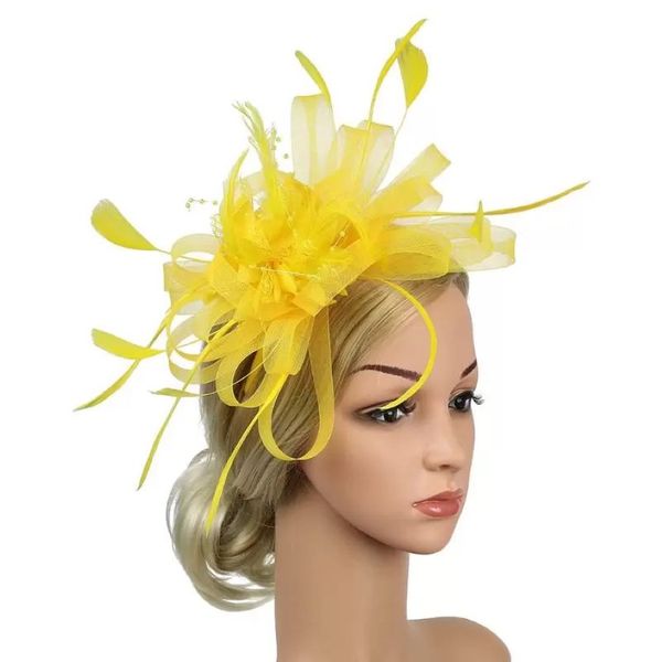 Chapeaux à bord avare Fedoras Plume Mesh Femmes Bowknot Jour Accessoire De Cheveux Banquet Fascinator Bandeau Cadeau De Mariage De Mariée Cocktail274O