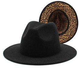 Gierig Rand Hoeden Fedora Vrouwelijke Mannelijke Luipaard Vilten Fedora Hoed Voor Vrouwen Mannen Brede Vrouw Man Jazz Panama Cap Dames Herfst Winter Caps Dhouv