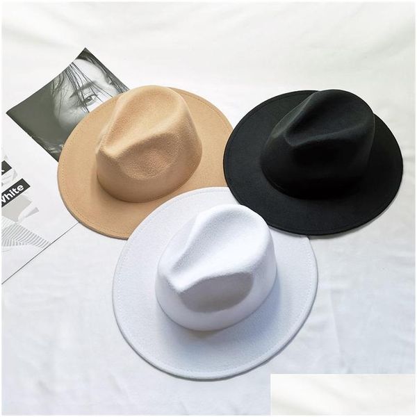 Chapeaux à bords avares Feutre Fedora Hommes Femmes Chapeau Femmes Hommes Fedoras Bk Femme Homme Jazz Panama Cap Femme Mâle Casquettes Accessoires De Mode 442 Dhecx