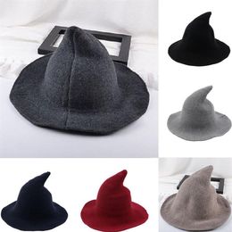 Chapeaux à bord avare FUFUCAILLM 2021 moderne Halloween chapeau de sorcière mode laine Fedoras pour adulte fille Party265W