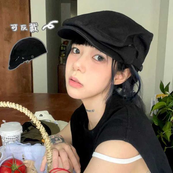 Chapeaux de rocaille avarié harajuku filles inverse béret japonais rétro avant hommes été britanniques style outil de loisirs féminins