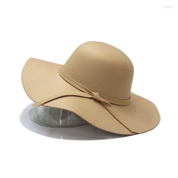 Stingy Brim Hats Hat Fedora Ladies Top Classic Fluffy Wide-bord Laine Feutre Bowler Beach Warm Bucket Cap