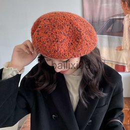 Gierige Rand Hoeden INS Baret Herfst en Winter Vrouwen Japanse Wilde Student Schilder Hoed Outdoor Warm Gebreide Pompoen Hoed pet J230802