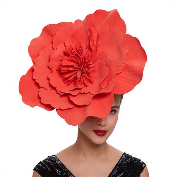 Stingy Brim Hats Flor grande Fascinator Hat Maquillaje nupcial Prom Headpiece P ography Accesorios para el cabello 230712