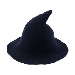Stingy Brim Hats Ly Ladies Halloween Party Mujeres Moda Bruja Sombrero Casual Color Sólido Ancho Punto307D