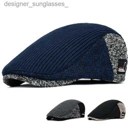 Chapeaux à bords avares Hommes Chapeaux de gavroche épais automne hiver Vintage chevrons octogone C bérets tricotés décontractés Gatsby chapeau plat couleur assortie CL231109