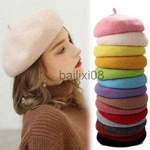 Stingy Brim Chapeaux NOUVEAU Femmes Filles Béret Artiste Français Chaud Laine Hiver Bonnet Chapeau Rétro Vintage Plaine Béret Couleur Unie Dames Élégantes 21 styles J230802