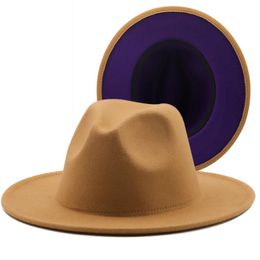 Gierige rand hoeden oranje fedoras hoed gemengde kleuren jazz cowboy voor vrouwen en mannen winter cap rood met zwarte wollen bowler groothandel