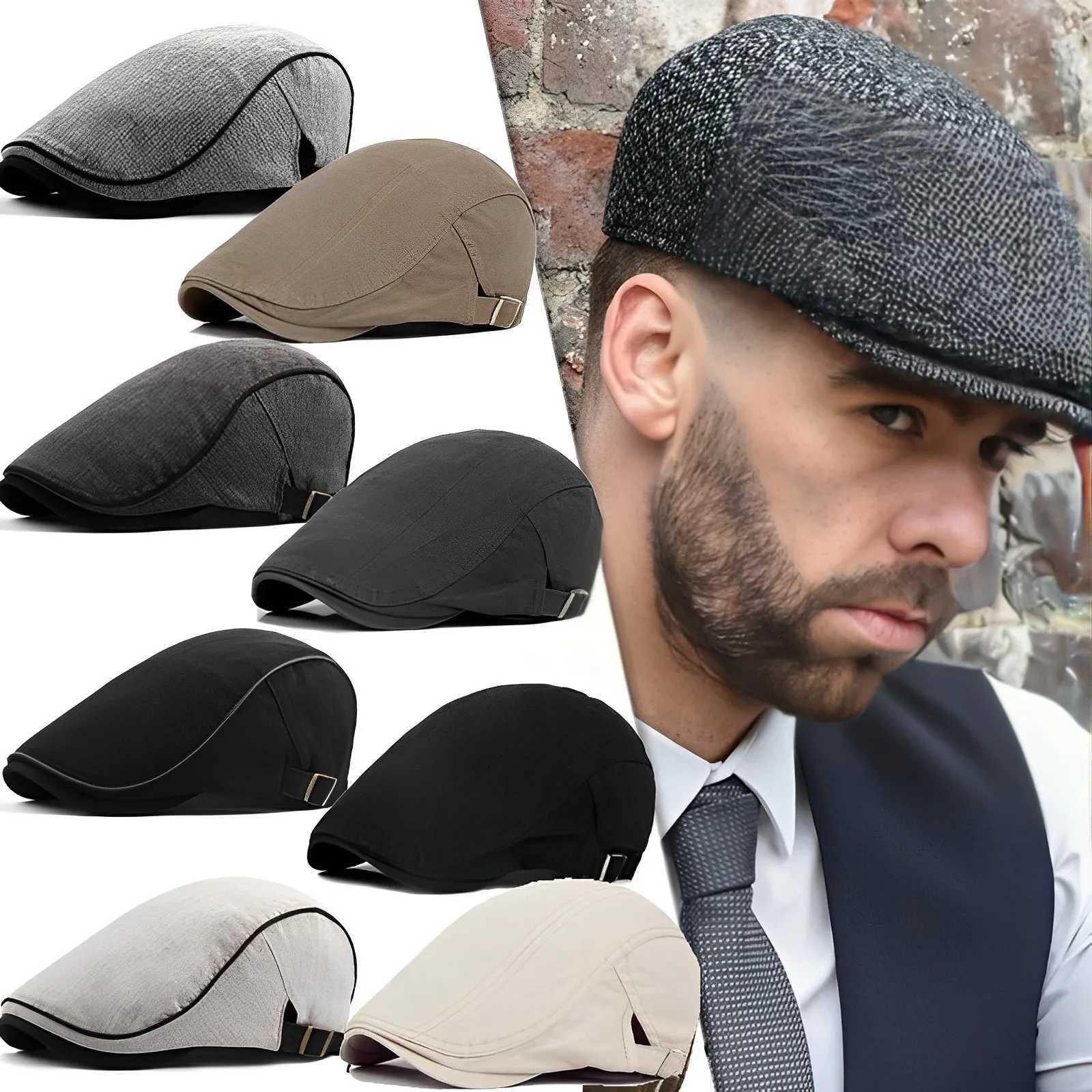 Stingy Brim Hats Retro News Boys Hat Mens and Womens basker Classic Plain Pattern Baset Bomull Flat British Painter Human Bone Q240403