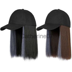 Gierig Rand Hoeden Korte Rechte Pruiken Hoed Vrouwen Pruik Hoed Twee Kleuren Haar Pruik Cap Hip Hop Cap voor Vrouwen Katoen Casual Pruik Motorkap Cool Punk Pruiken Vizier J230829