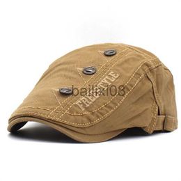 Stingy Brim Hats Primavera Verano Carta Bordado Newsboy Gorras Hombres Algodón Flat Peaked Cap Mujeres Pintor Boina Sombreros 10 J230802