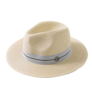 Stikte rand hoeden zomer casual zon voor vrouwen modebrief m jazz straw man strand panama hoed groothandel en detailhandel