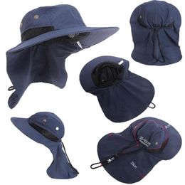 Chapeaux à bord avare fonction d'été rabat de cou chapeau Boonie pêche randonnée Safari en plein air seau de soleil casquette de brousse décontracté Style306r