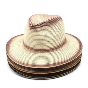 Chapeaux à bords avares Summer Panama Chapeau Femmes Kaki Beach St Fedora Femme Vintage Casual Sombrero Trilby Sun Chapeau Drop Delive Dhgarden Dhbv1