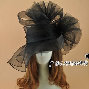 Шляпы с полями Super Net Flower Fascinator Шпилька Модная женская мода Необычное шоу Коктейльная вечеринка Сетчатые аксессуары для волос Свадьба 230313