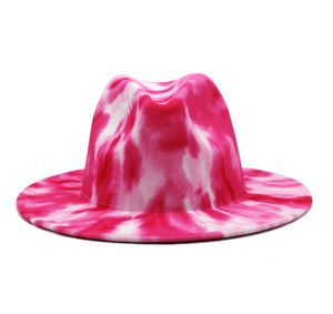 Stingy Brim Sombreros Tie Dye Fieltro Fedora Sombreros Hombres Mujeres Sombrero Mujeres Hombres Fedoras Bk Mujer Hombre Jazz Cap Mujer Hombre Gorras Otoño Invierno Dheaj