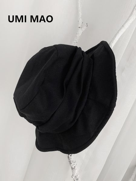 Stingy Brim Hats UMI MAO Yamamoto Wind Dark Black Japanese Retro Fisherman Hat Hommes Femmes Fold Design Hat Harajuku Y2k Femme Hombre Gothic 230711