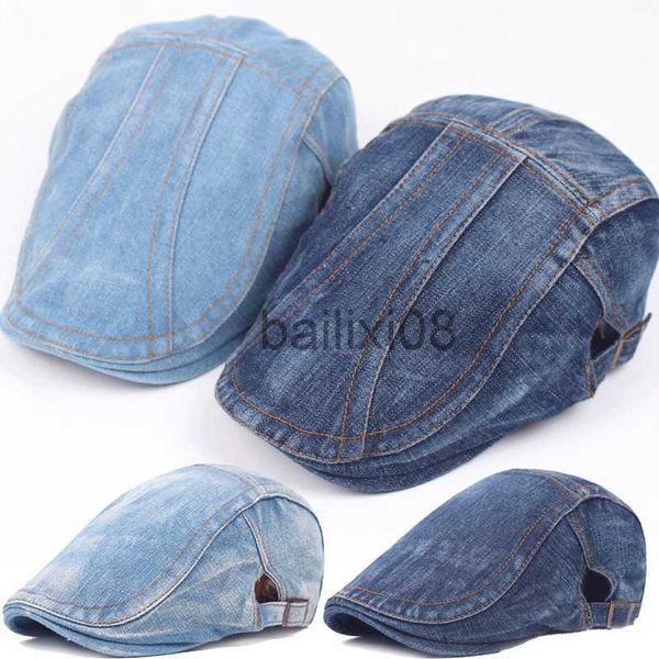 Stingy Brim Chapeaux Vintage Denim Béret Chapeaux Hommes Femmes Unisexe Jeans Bérets Gavroche Chapeau Printemps Automne Chapeaux Casquette À Pointe Casual Casquettes Réglables Avant J230802