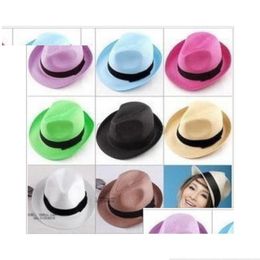 Stingy Brim Hats Vente en gros St Panama Chapeaux Protection solaire Chapeau à bord avare 15 couleurs Casquettes mixtes Choisissez le navire Drop Delivery Accès à la mode Dhwum