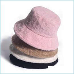 Chapeaux avares bord hiver extérieur chaud seau chapeau femmes couleur pure bassin chapeaux dame polyvalent parasol casquettes accessoires de mode 11 5Yca Dhi2E