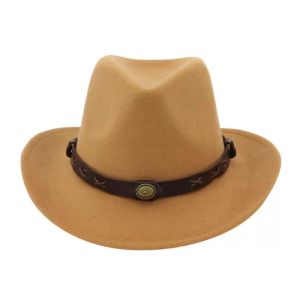 Chapeaux à bord avare femmes pare-soleil chapeau de Cowboy été décontracté en cuir artificiel voyage occidental casquette extérieure pliable Cool