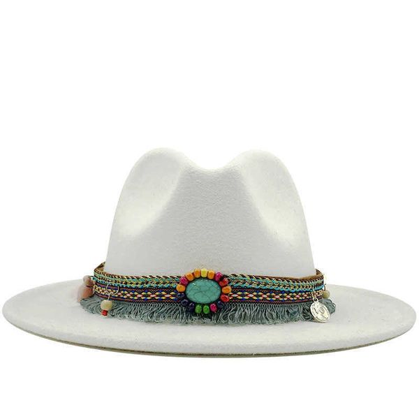 Stingy s simple Hombres Mujeres Ala ancha Fieltro de lana Fedora Panamá con hebilla de cinturón Jazz Trilby Cap Party Sombrero de copa formal en rosa negro X XL 0103